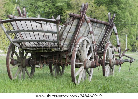 Old horse drawn wooden cart