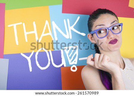 Woman and Thank You Note Message