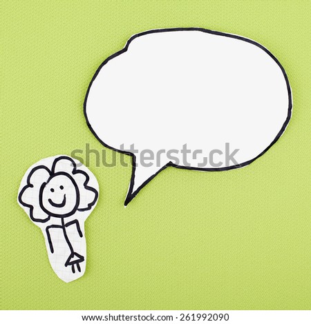 Empty Speech Bubble on Green Background / Blank Bubble with Copy Space