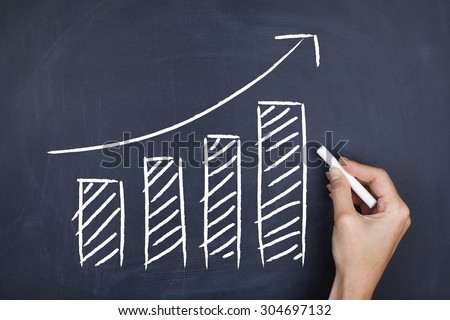 Increasing graph bars / Growth moving up development financial increase sales concept background