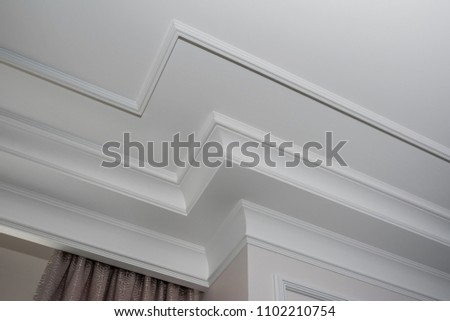 Detail of intricate corner crown molding.  a detail of corner ceiling.