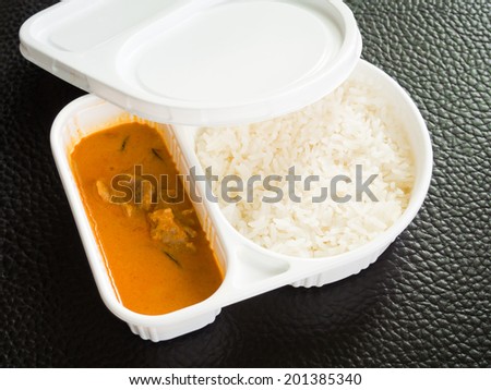 Rice and curry in the meal box set