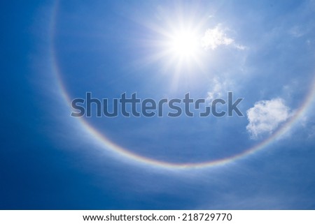 Sun halo with cloud in the sky