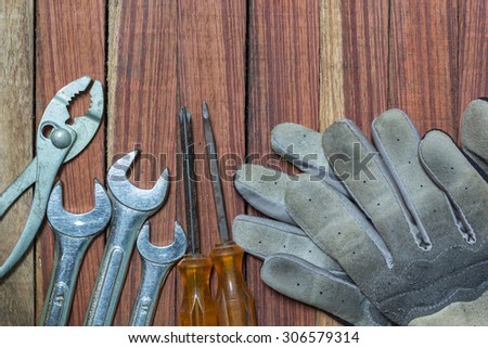 tools renovation on wooden table