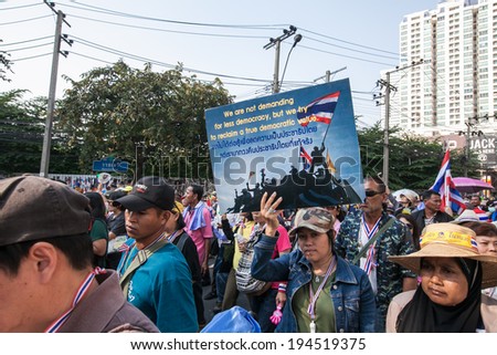 Protesters at Bangkok Thailand : Massive street protests of the people who want political reform before the election. 2 February 2014 in Ratchathewi Bangkok, Thailand.