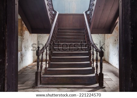 old stair of fire station Bangrak in Bangkok at Thailand, Vintage stair