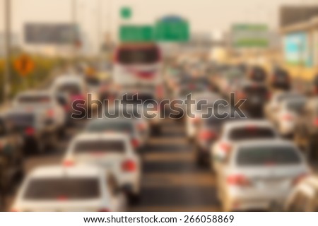 blurry of traffic jam on the expressway in Bangkok Thailand