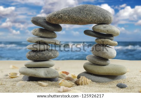 stone gate on a ocean background