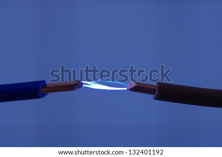 short-circuit among lines on blue background
