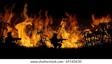 burning forest on fire background