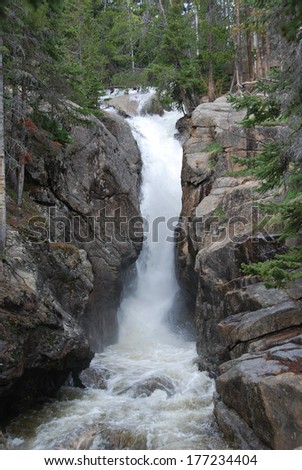 Chasm falls near the Old Fall River road in Rocky Mountain National Park, Colorado, USA