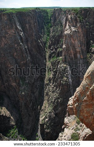 Panorama seen from Balanced rock View in Black canyon of the Gunnison National Park, North Rim, CO, USA