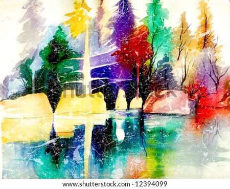 stock photo abstract watercolor landscape Save to a lightbox 