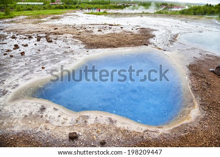 Mineral hot spring Blesi in Haukadalur geyser valley, Iceland