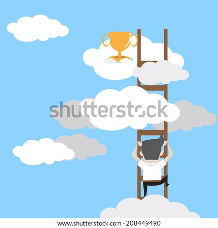 businessman up stairs to trophy businessman up stairs to trophy