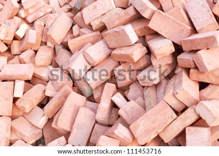 heap of red brick at day
