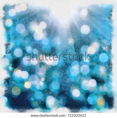 Pretty painted backdrop. Abstract hand drawn watercolor background: blue and teal bokeh blurs. Great for textures, vintage design, and luxurious wallpaper