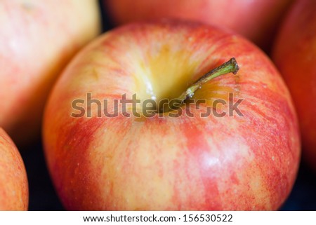 Close-up macro of fresh natural organic apple candid shot.