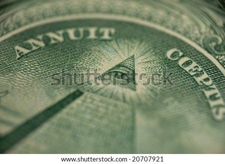 1 dollar bill pyramid. stock photo : macro of one