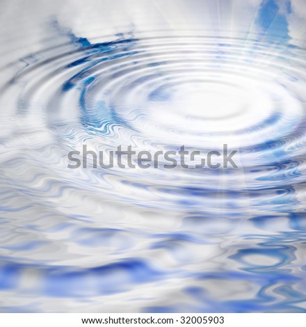 Blue sky and water background water ripples