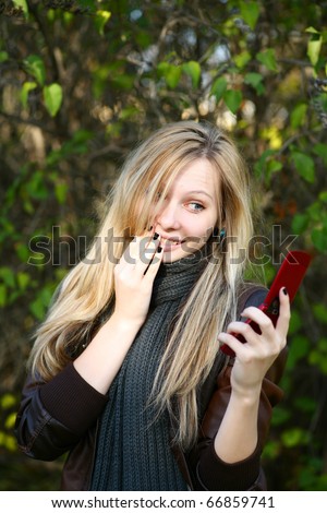 Young Model With Blond Hairs. Fall. Autumn