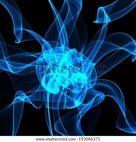 Blue star in deep dark space on black illustration