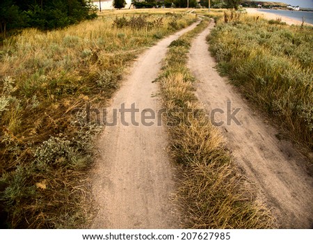 Road in countryside. Way in eco future