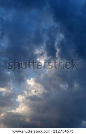 Background of dark sky before a thunder-storm. Nature wallpaper
