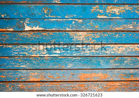 Painted Plain Navy Blue and Brown Rustic Wood Board Background. Blank Room or Space area  for copy, text,  your words, above . Tinted photo.