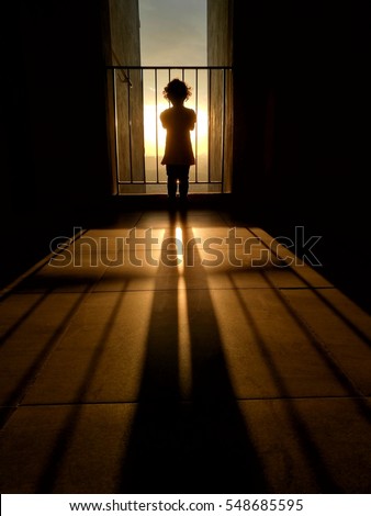 my autistic daughter looking for hope and bright future. silhouette photo to inspire others