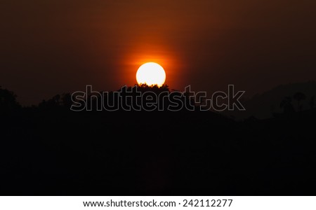 sun rise at the top of mountain in north of Thailand