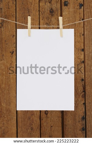 Blank page hanging on washing line