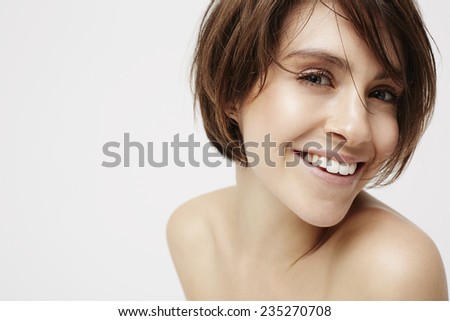 Portrait of semi dressed woman, close up