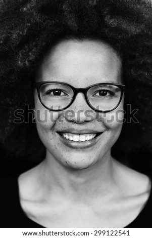 Black and white image of smiling woman