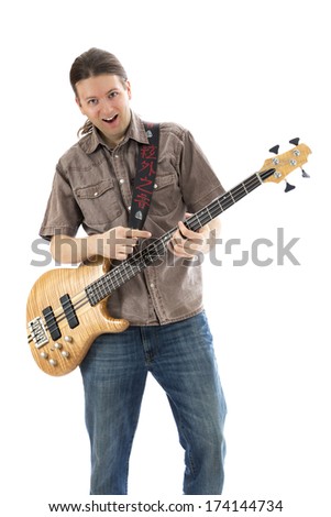 Bass player is playing his bass  (Series with the same model available)
