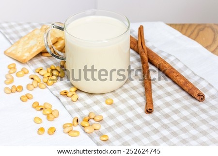 Soy milk with soy bean and cracker