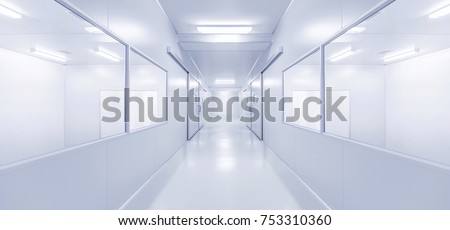 modern interior science laboratory or factory background with lighting in monotone