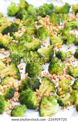 Roasted broccoli and pine nuts