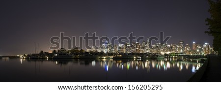 Vancouver Skyline from Stanley Park. Panorama taken in Vancouver, British Columbia, Canada (Vancouver, BC)