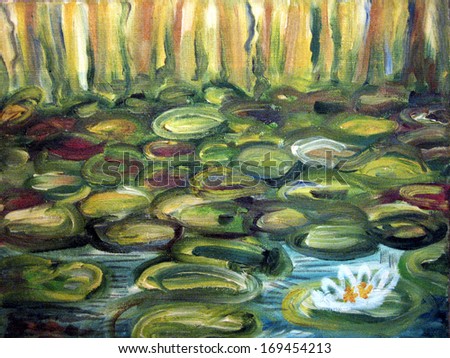 Water Lilies. Painting detail