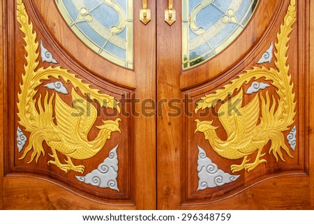 Patterns background wooden doors crafted.