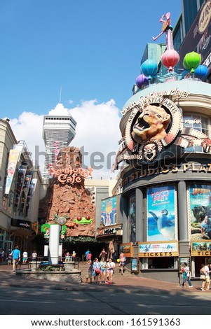 NIAGARA FALLS, CANADA- AUGUST 19, 2013:  Attraction on main street Clifton Hill, one of the major tourist promenades in Niagara Falls on 19 August in Niagara falls, Ontario, Canada