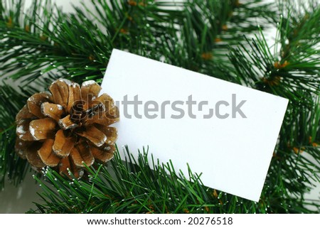Blank business card on a christmas tree
