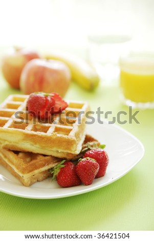 Waffle and fruits