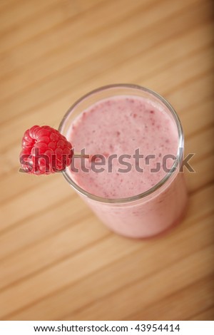 Top view of a raspberry smoothie