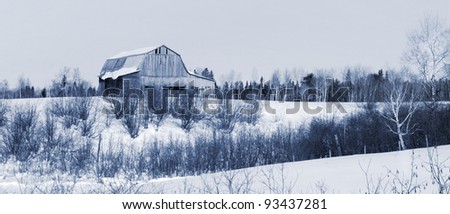 Barn by a winter day in Canada