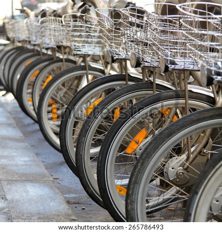 PARIS, FRANCE MARCH 5, 2015:  Rob of bicycles. Velib\' is Paris public bike system in Paris, France.