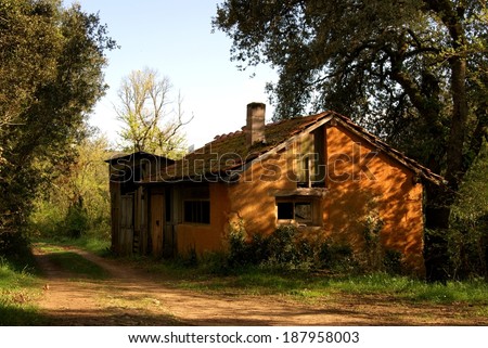 Deserted farmhouse in abandoned village of La Mouthe, Dordogne Valley, Southern France