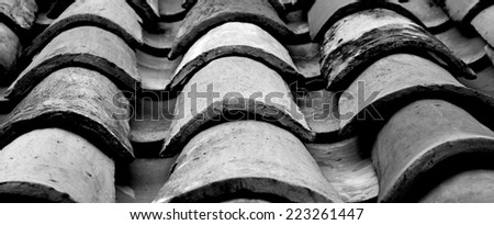 Antique Roof Tiles in Black and White