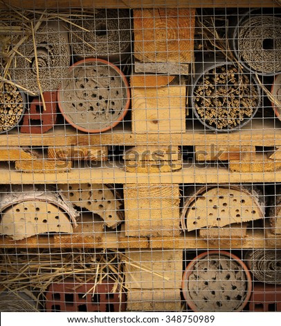 Insect Hotel or Bug Mansion. Providing different insect species with perfect nesting conditions, insect hotels are an increasingly popular man-made structure to stimulate biodiversity